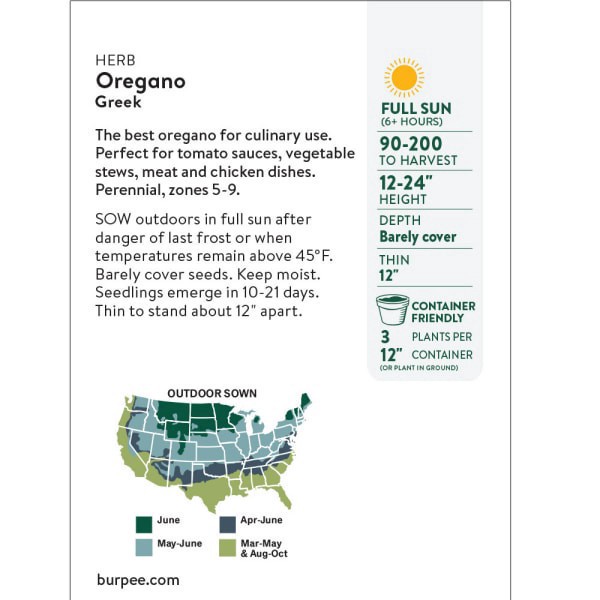 slide 2 of 5, Burpee Org Oregano Greek, 1 ct