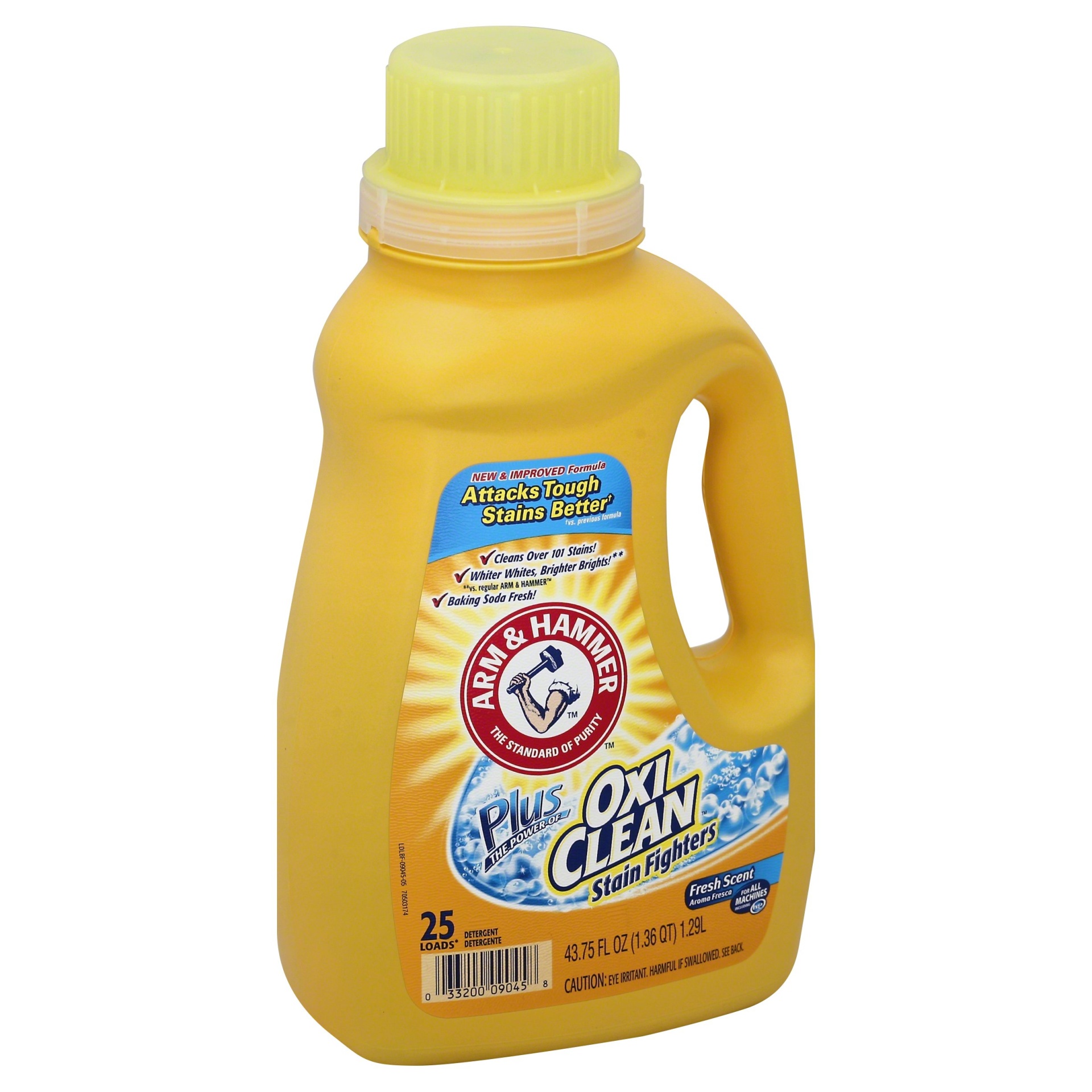 slide 1 of 1, ARM & HAMMER Laundry Detergent Plus OxiClean Stain Fighters Fresh Scent, 43.75 fl oz
