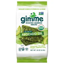 gimMe Organic Roasted Sea Salt & Avocado Oil Seaweed Snacks 0.16 oz
