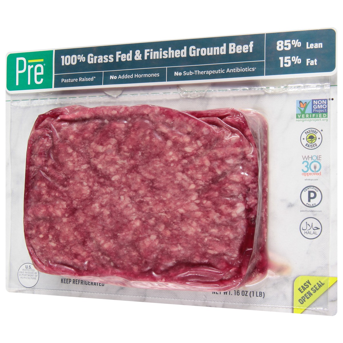 slide 3 of 9, Pre 100% Grass Fed & Finished Ground Beef 16 oz, 16 oz