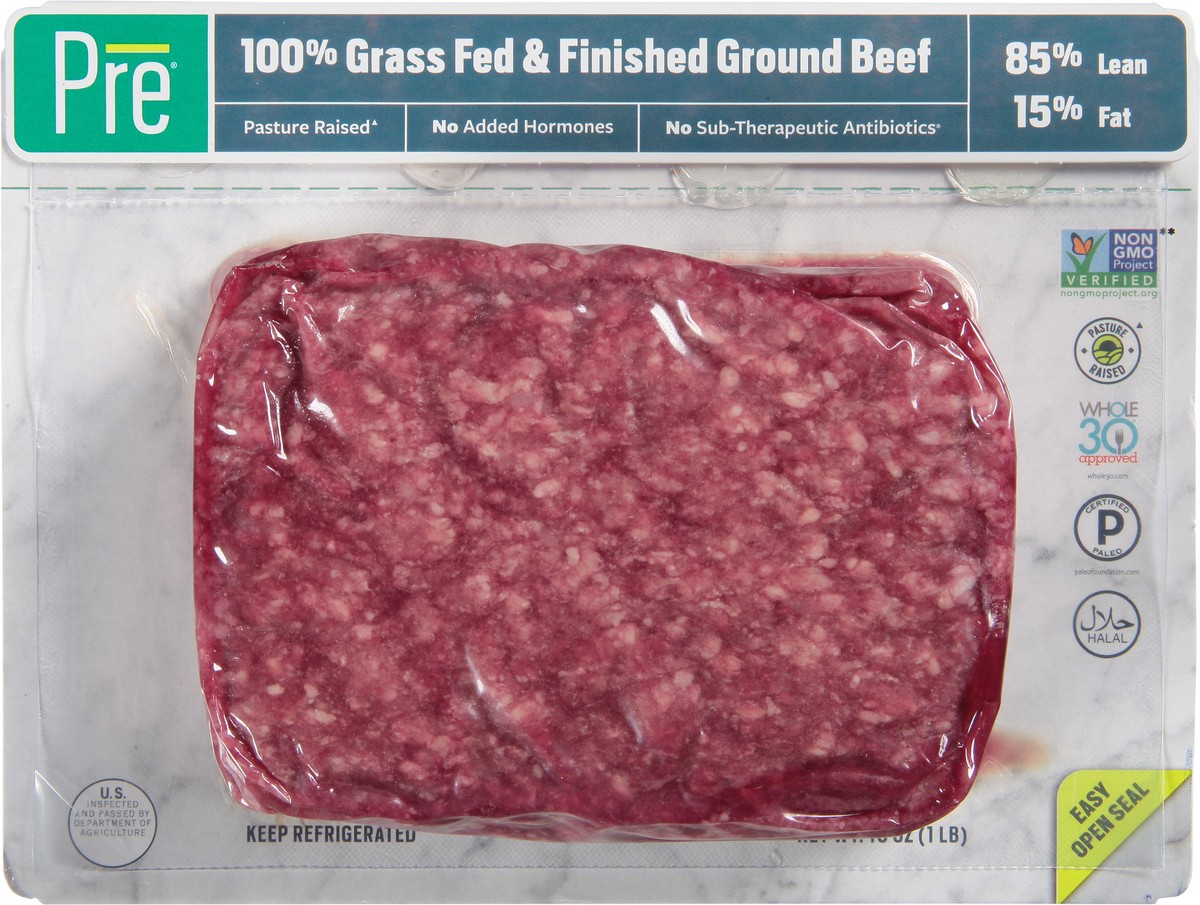 slide 4 of 9, Pre 100% Grass Fed & Finished Ground Beef 16 oz, 16 oz