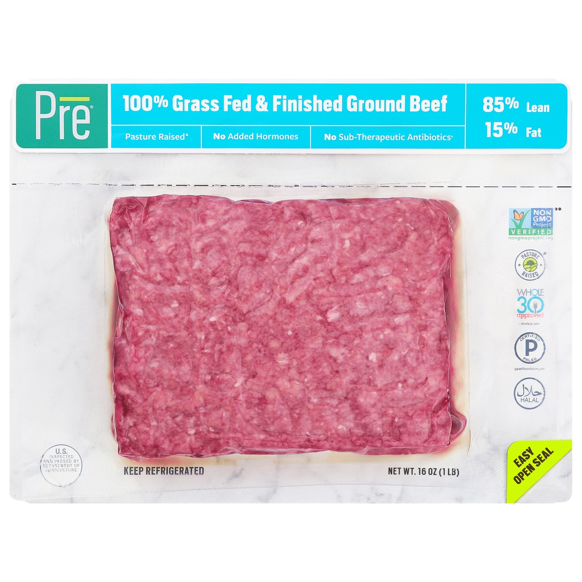 slide 1 of 9, Pre 100% Grass Fed & Finished Ground Beef 16 oz, 16 oz