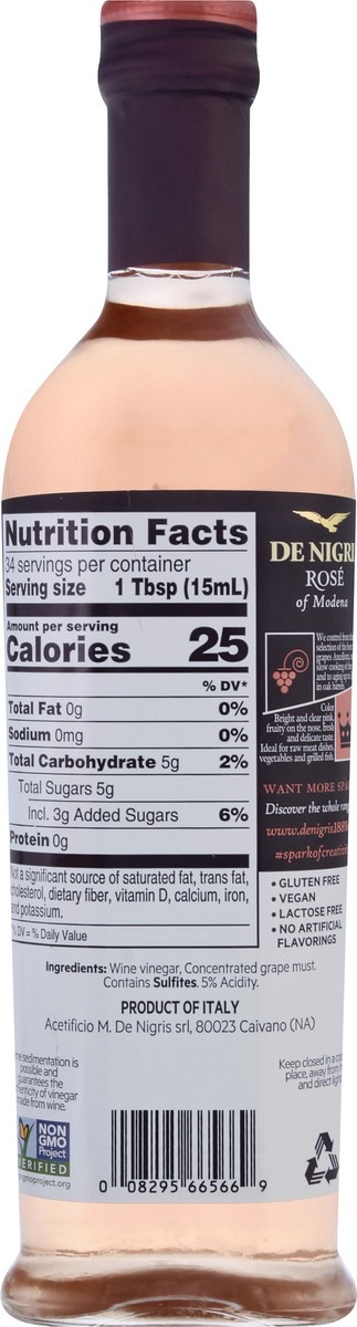 slide 3 of 13, De Nigris Sweet Rose Wine Vinegar 16.9 oz, 16.9 oz
