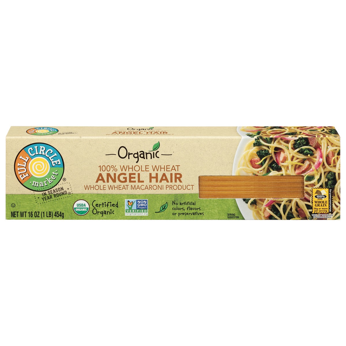 slide 1 of 9, Full Circle Market Organic 100% Whole Wheat Angel Hair 16 oz, 16 oz