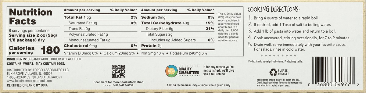 slide 3 of 9, Full Circle Market Organic 100% Whole Wheat Angel Hair 16 oz, 16 oz