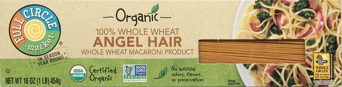 slide 4 of 9, Full Circle Market Organic 100% Whole Wheat Angel Hair 16 oz, 16 oz