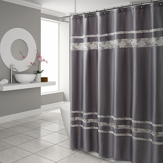 slide 1 of 1, Croscill Spa Tile Stall Size Shower Curtain - Grey, 54 in x 78 in