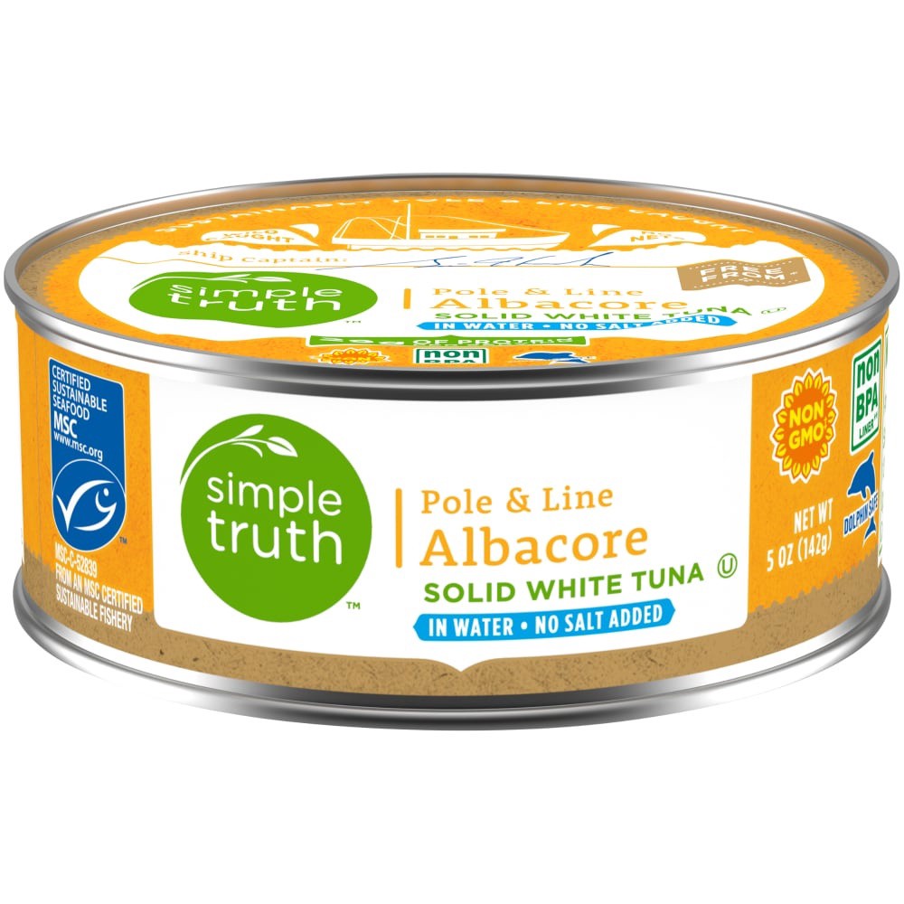 slide 1 of 2, Simple Truth Pole & Line Albacore White Tuna In Salted Water Can, 5 oz