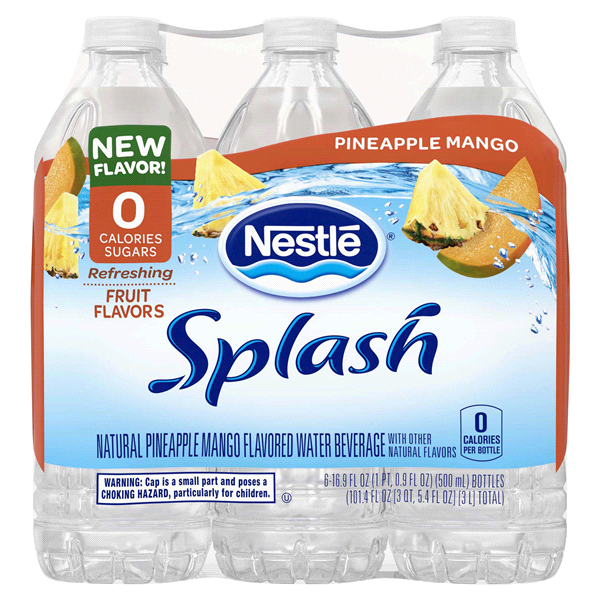 slide 1 of 1, Splash Blast, Pineapple Mango Flavor Water Beverage, 16.9 FL OZ Plastic Bottles (6 Count), 16.9 fl oz