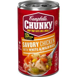 Campbell's Chunky Soup, Savory Chicken with White and Wild Rice Soup, 18.8 oz Can