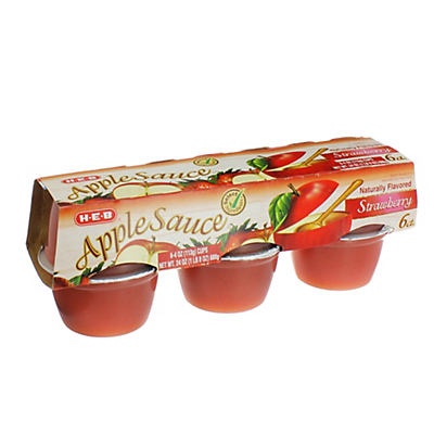 slide 1 of 1, H-E-B Strawberry Apple Sauce, 6 ct; 4 oz