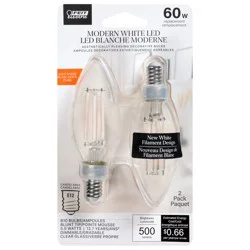 Feit Electric Soft White LED B10 5.5 Watts Modern Clear Glass Decorative Bulbs 2 Each