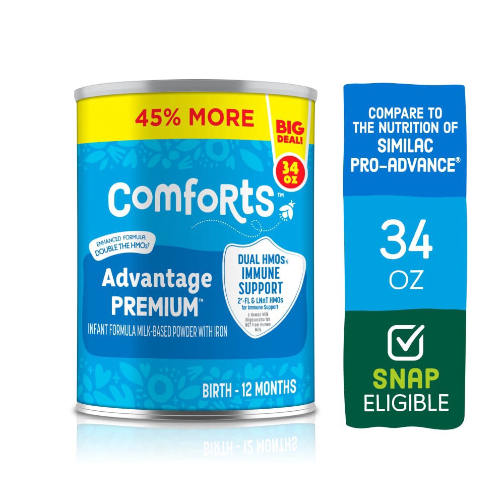 slide 5 of 5, Comforts Advantage Premium Infant Formula, 34 oz