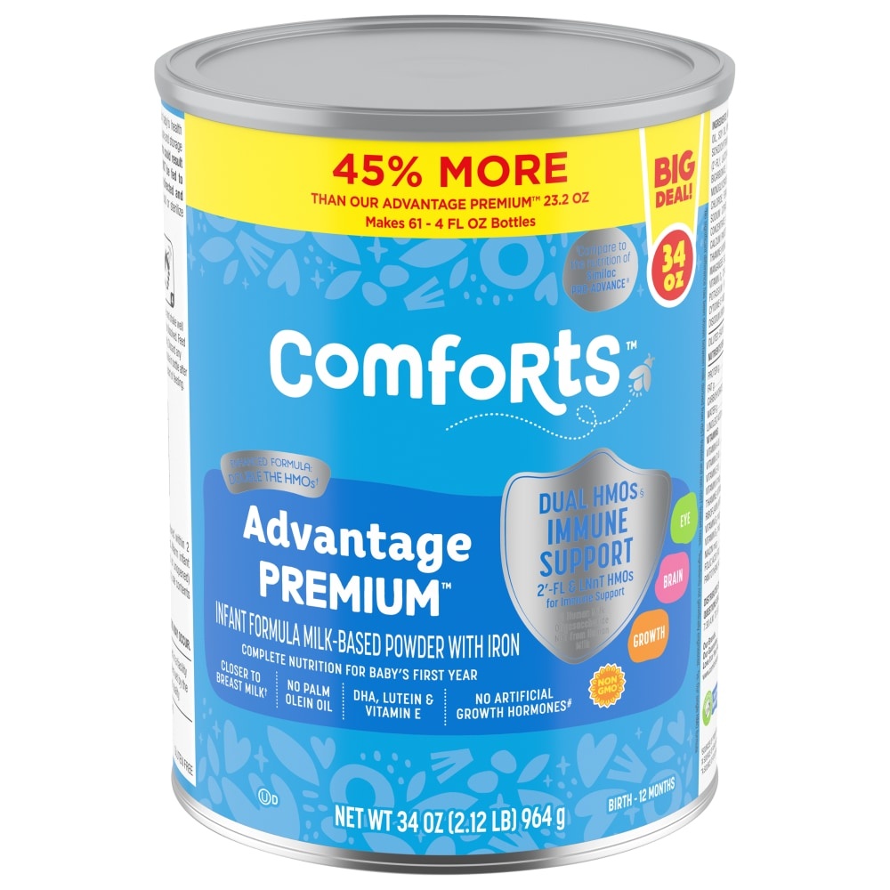 slide 1 of 4, Comforts Advantage Premium Infant Formula, 34 oz