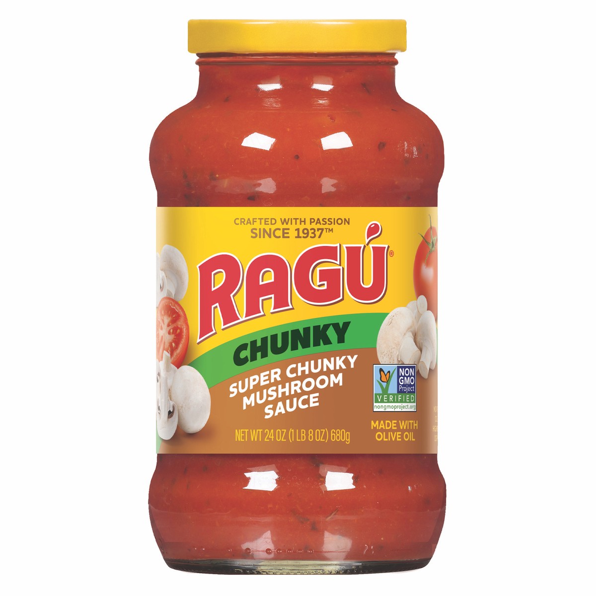 slide 1 of 9, Ragu Ragú Super Chunky Mushroom Pasta Sauce, 24 oz., 26 oz