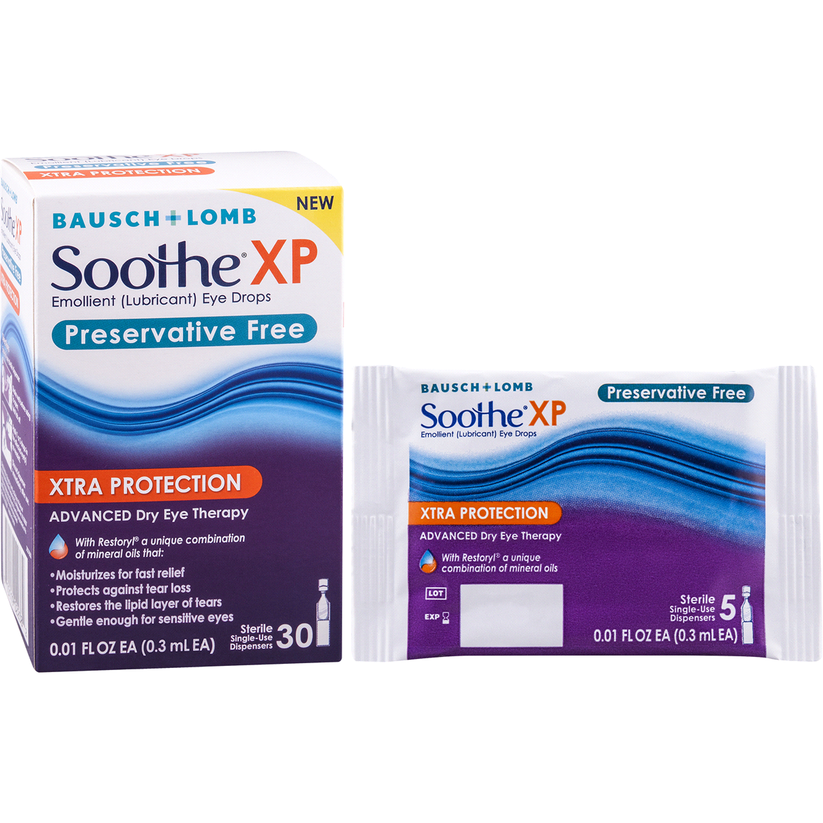 slide 3 of 3, Bausch + Lomb Soothe Xtra Protection Dry Eye Therapy, 30 ct