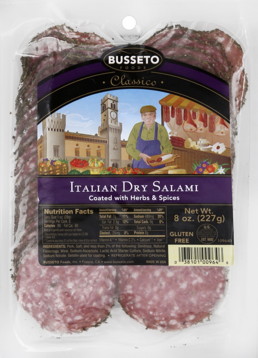 slide 1 of 4, Busseto Foods Sliced Herb And Spiced Salami, 8 oz