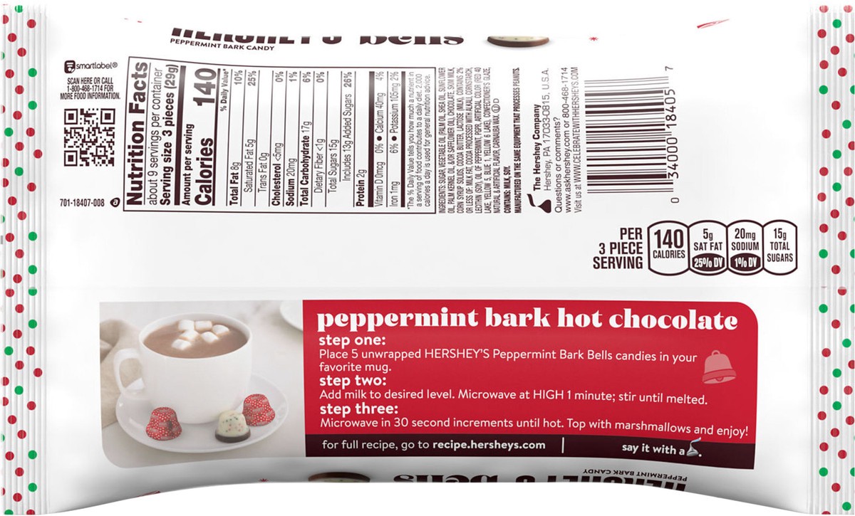 slide 3 of 3, Hershey's Peppermint Bark Bells, Christmas Candy Bag, 9 oz, 9 oz