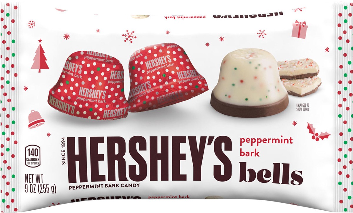 slide 2 of 3, Hershey's Peppermint Bark Bells, Christmas Candy Bag, 9 oz, 9 oz