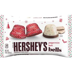 HERSHEY'S Peppermint Bark Bells, Christmas Candy Bag, 9 oz