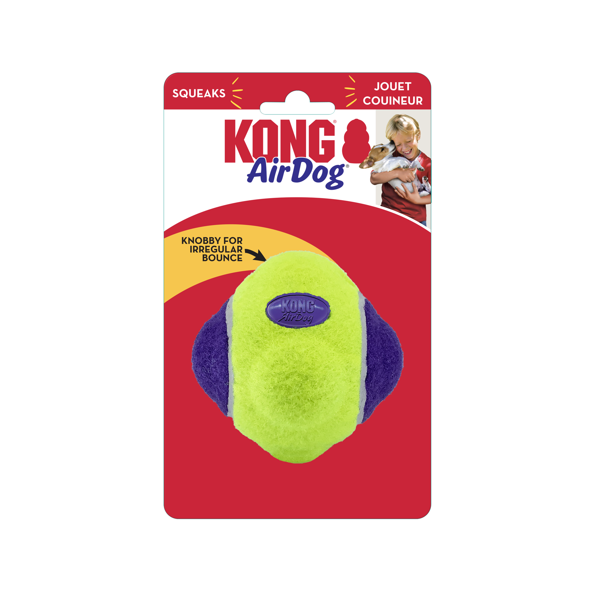slide 3 of 3, KONG AirDog Squeaker Knobby Ball Md/Lg, 1 ct