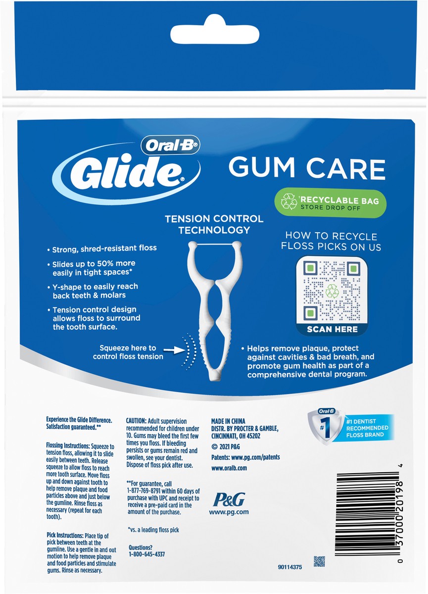 slide 2 of 3, Oral-B Glide Gum Care Dental Floss Picks, Good for Back Teeth, 30 Picks, 30 ct