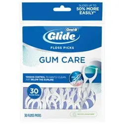Oral-B Glide Gum Care Dental Floss Picks, Good for Back Teeth, 30 Picks