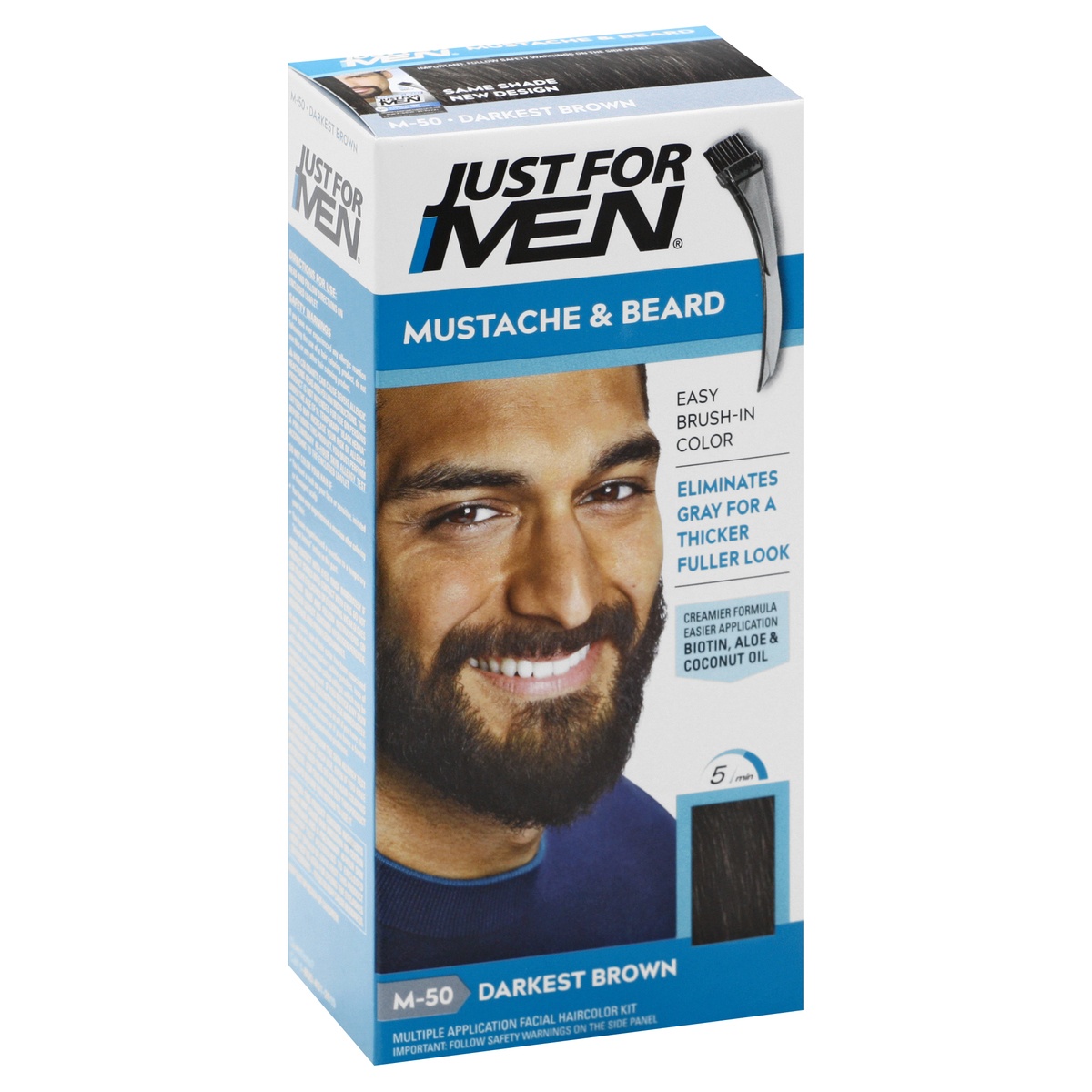 Just for Men Mustache & Beard BrushIn Color, Darkest Brown 1 oz Shipt