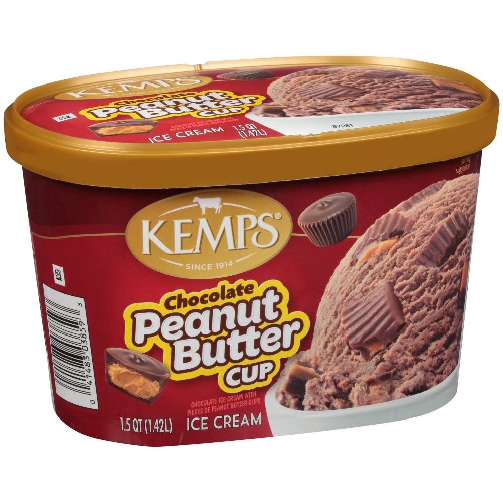 slide 1 of 3, Kemps Chocolate Peanut Butter Cup Ice Cream, 1.5 qt