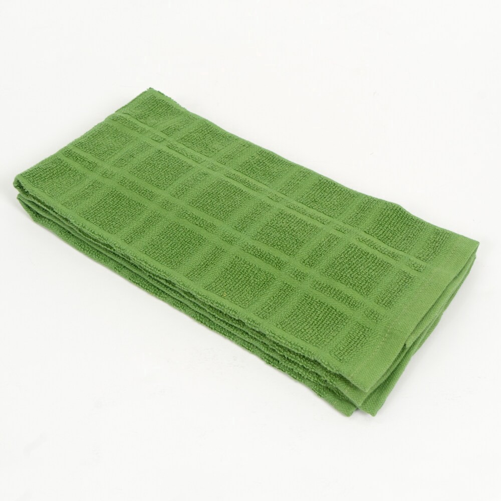 slide 2 of 3, Everyday Living Solid Waffle Kitchen Towels - Green, 2 ct