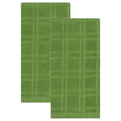 Everyday Living Solid Waffle Kitchen Towels - Green