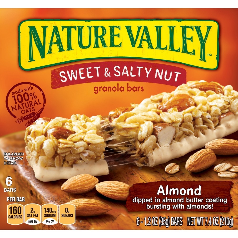 slide 2 of 8, Nature Valley Granola Bars, Sweet and Salty Nut, Almond, 6 Bars, 6 ct