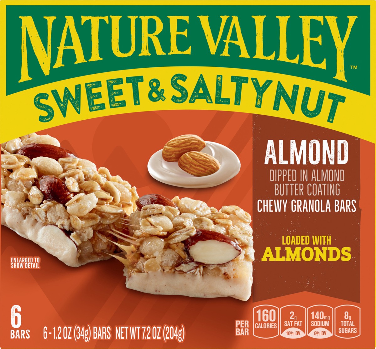 slide 4 of 13, Nature Valley Sweet and Salty Nut Granola Bars, Almond, 6 Bars, 7.2 oz, 6 ct