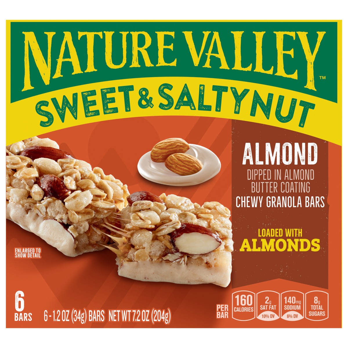 slide 1 of 13, Nature Valley Sweet and Salty Nut Granola Bars, Almond, 6 Bars, 7.2 oz, 6 ct