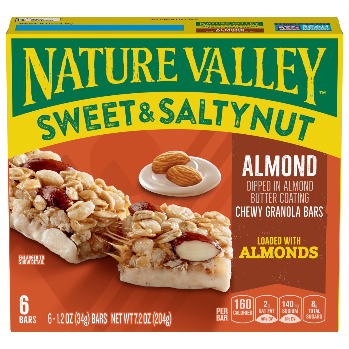 slide 5 of 13, Nature Valley Sweet and Salty Nut Granola Bars, Almond, 6 Bars, 7.2 oz, 6 ct
