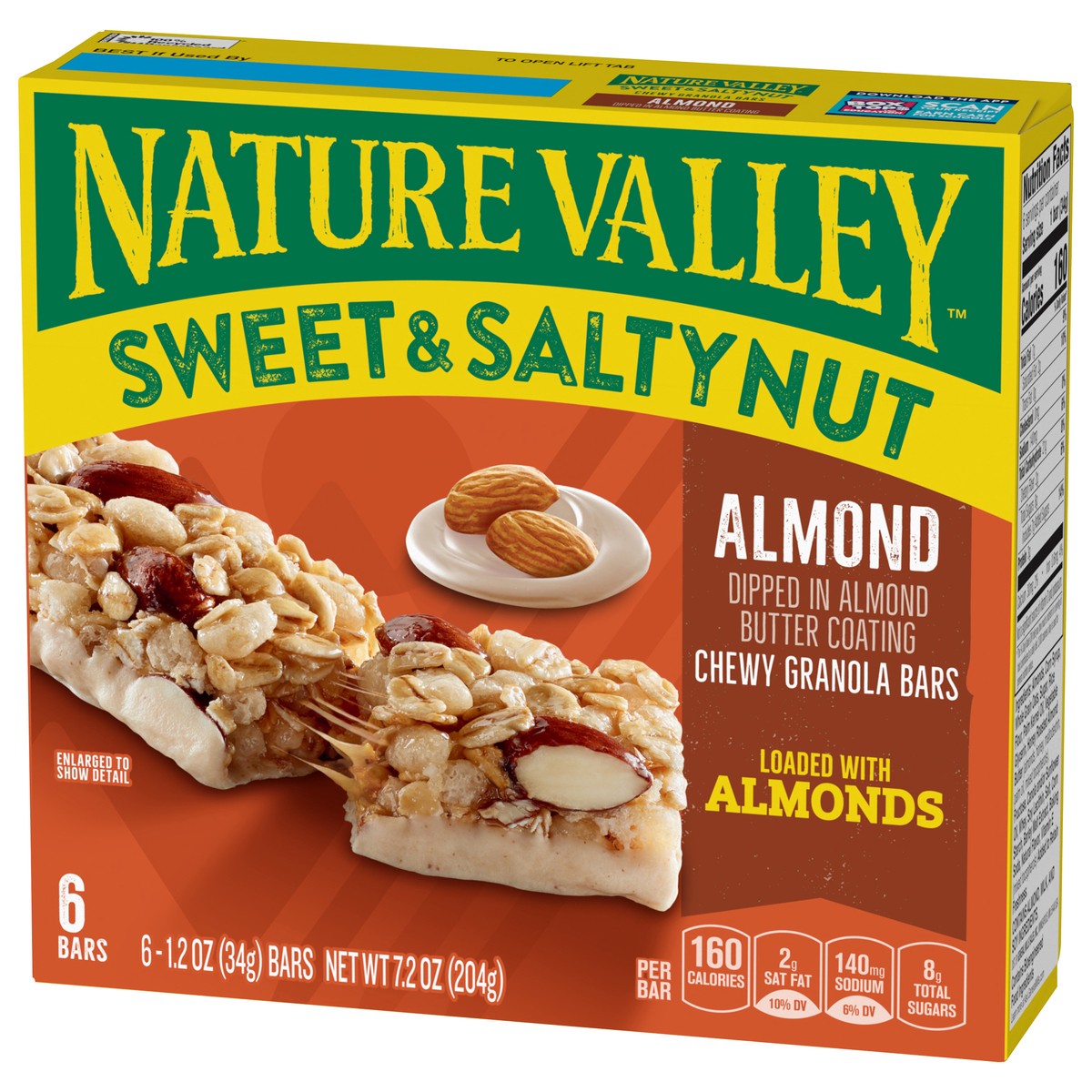slide 7 of 13, Nature Valley Sweet and Salty Nut Granola Bars, Almond, 6 Bars, 7.2 oz, 6 ct