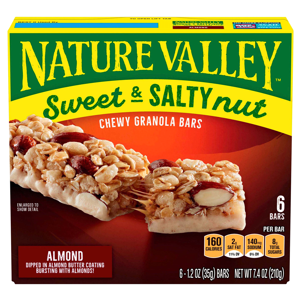 slide 1 of 1, Nature Valley Granola Bars, Sweet and Salty Nut, Almond, 6 Bars, 6 ct