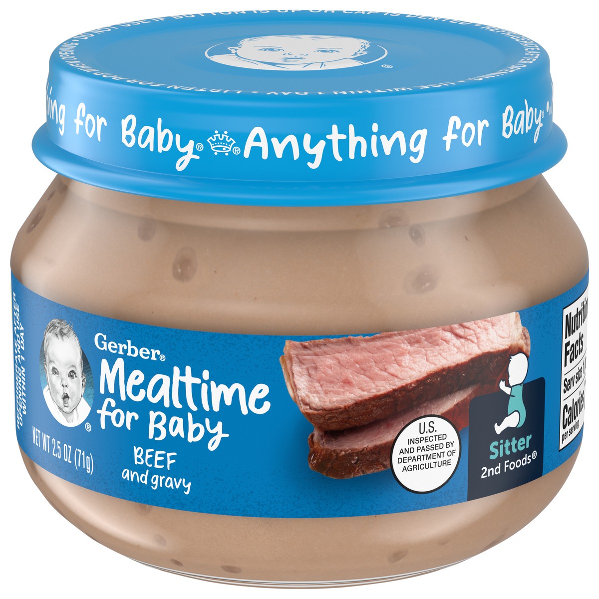 slide 3 of 9, Gerber 2nd Foods Mealtime for Baby Baby Food, Beef and Gravy, 2.5 oz Jar, 2.5 oz