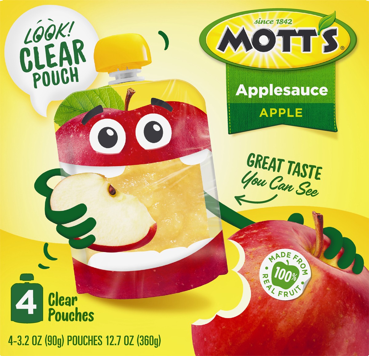slide 1 of 3, Mott's Apple Applesauce 4 - 3.2 Pouches, 4 ct; 3.2 oz