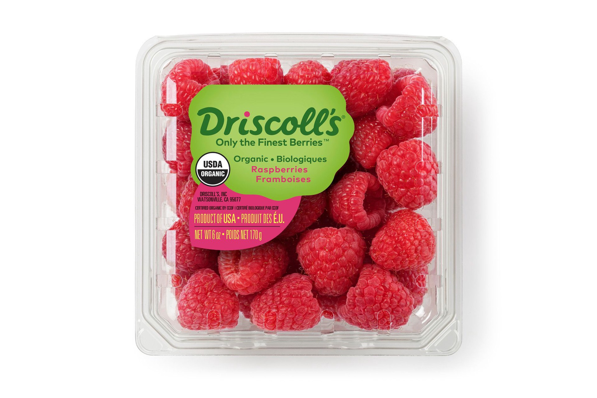 slide 1 of 14, Driscoll's Organic Raspberries, 6 oz