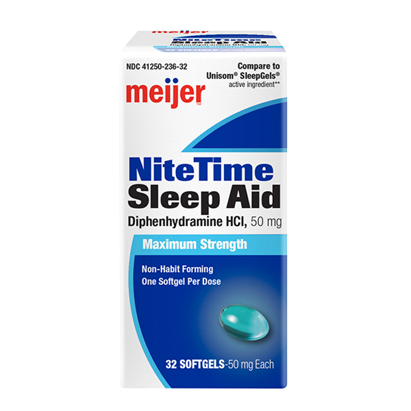 slide 1 of 1, Meijer NiteTime Sleep Aid 50mg Softgels, 32 ct