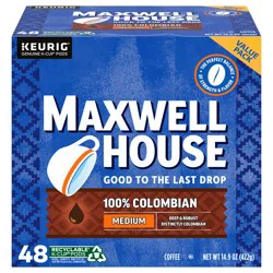 Maxwell House 100% Colombian Medium Roast K-Cup Coffee Pods Value Pack, 48 ct Box