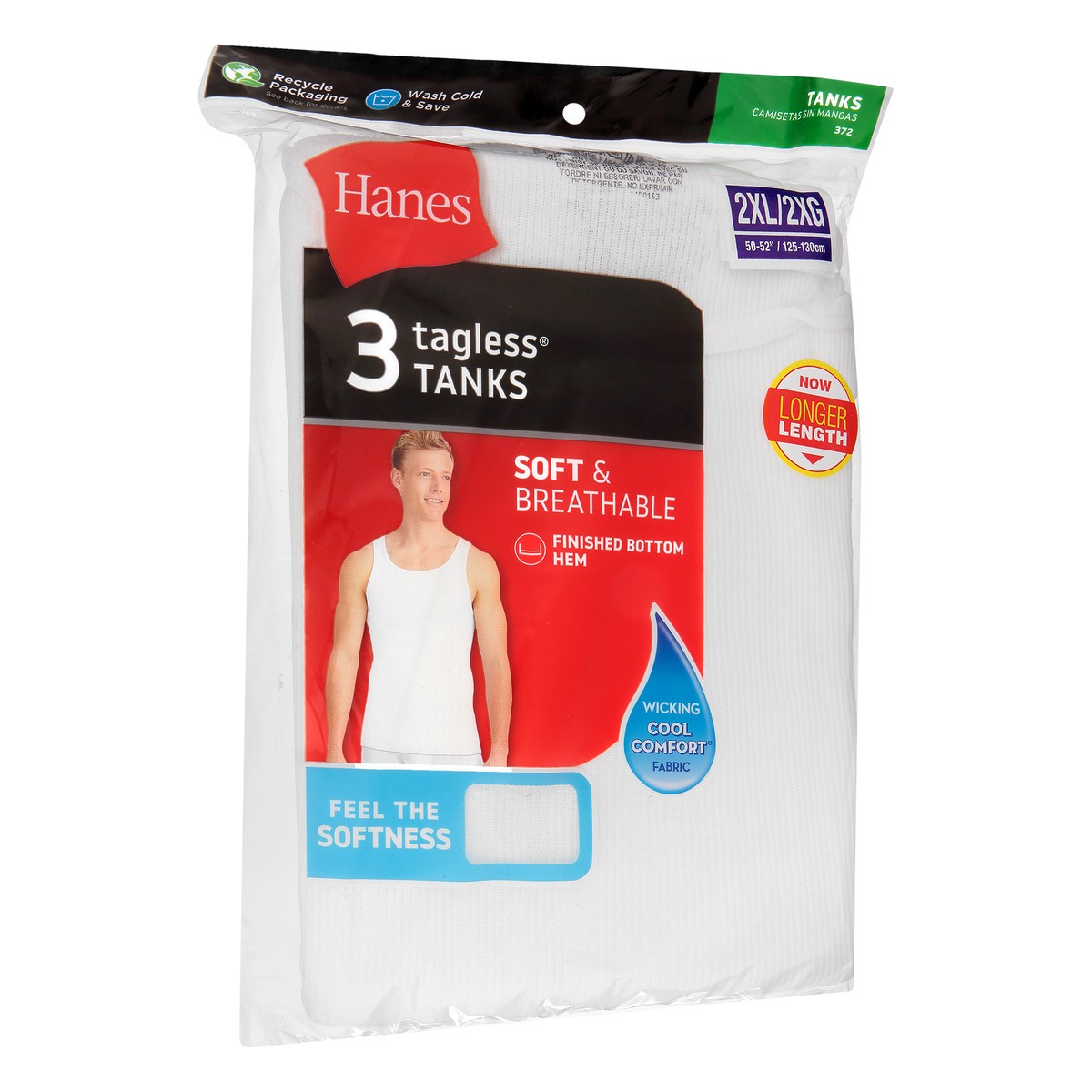slide 7 of 9, Hanes 2XL White Tagless Tanks 3 ea, 3 ct
