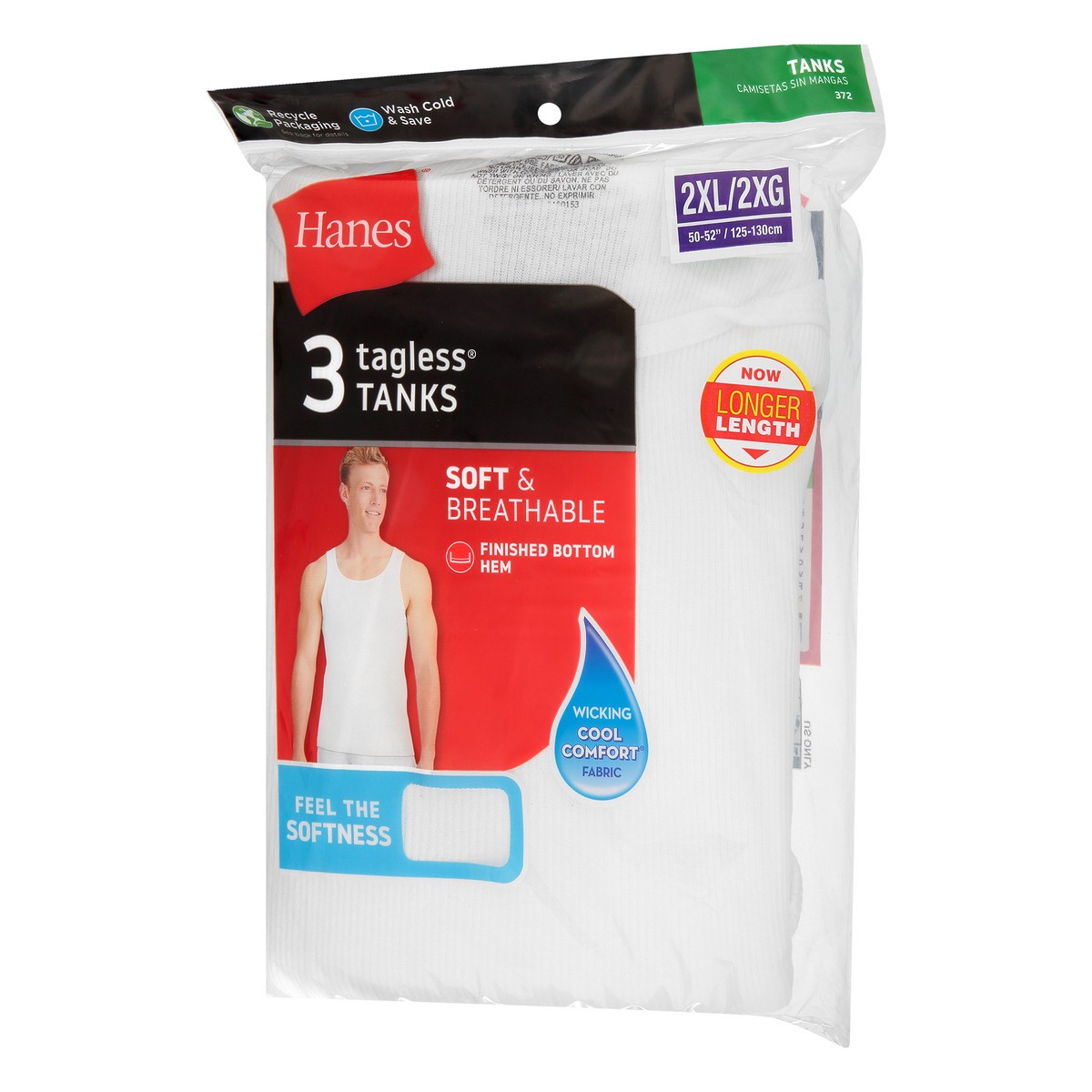 slide 3 of 9, Hanes 2XL White Tagless Tanks 3 ea, 3 ct