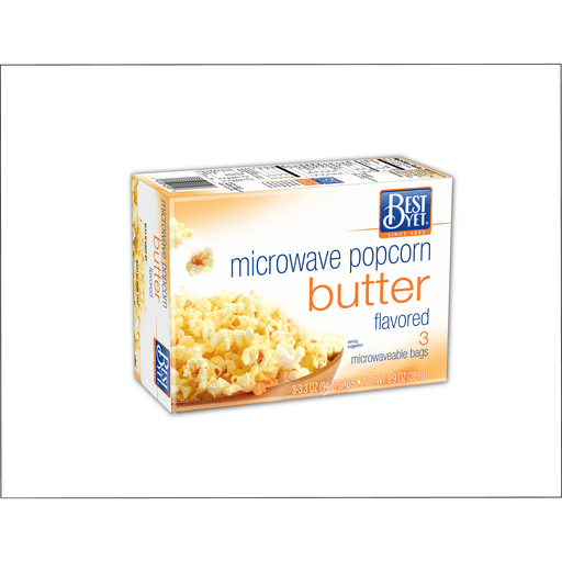 slide 1 of 1, Best Yet Butter Microwaveable Popcorn 3 Pack, 9.9 oz