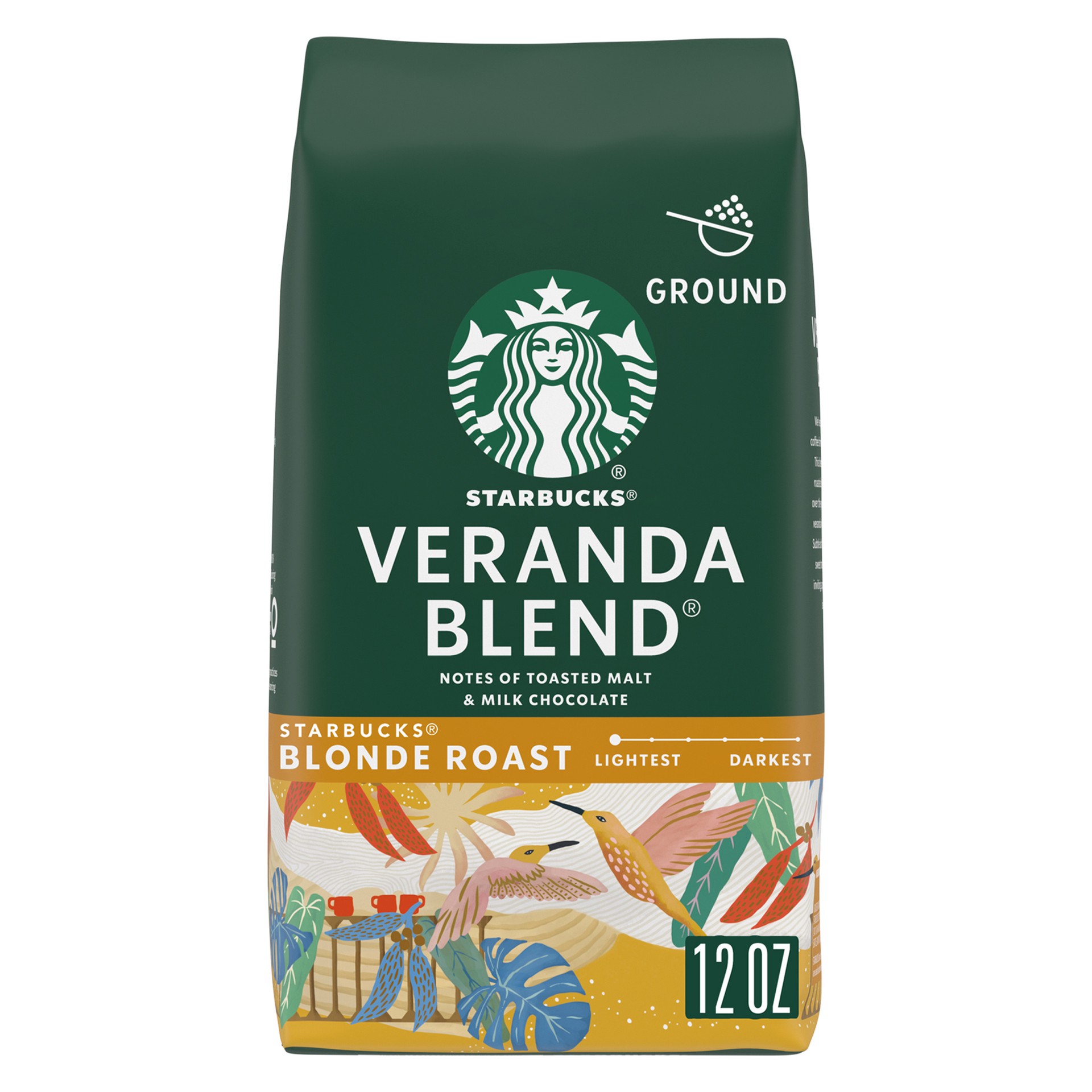 slide 1 of 5, Starbucks Ground Coffee, Starbucks Blonde Roast Coffee, Veranda Blend, 100% Arabica, 1 Bag - 12 oz, 12 oz