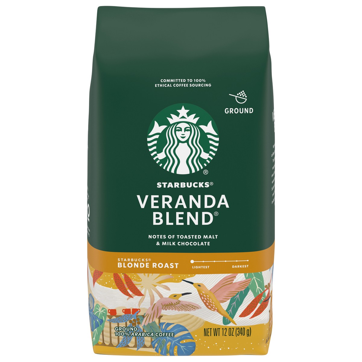slide 1 of 5, Starbucks Ground Coffee, Starbucks Blonde Roast Coffee, Veranda Blend, 100% Arabica, 1 Bag (12 Oz), 12 oz