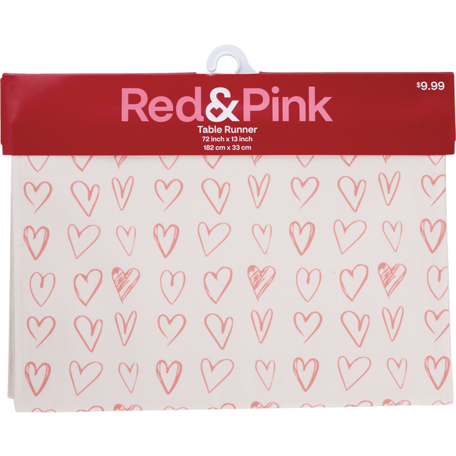 slide 1 of 1, RED AND PINK 2A 72Inx13In Valentine Table Runner, 1 ct
