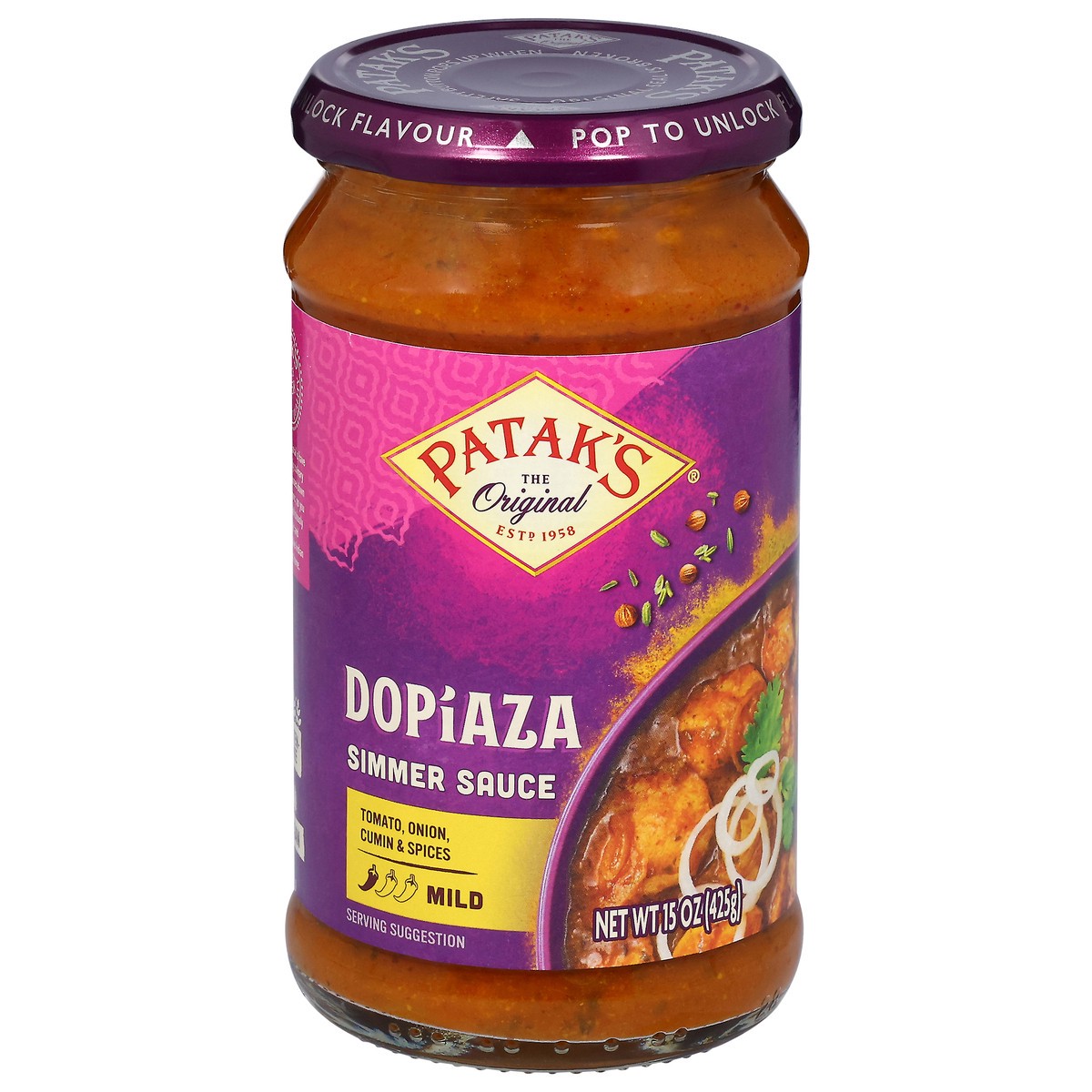 slide 1 of 9, Patak's Dopiaza Simmer Sauce 15 oz, 15 oz