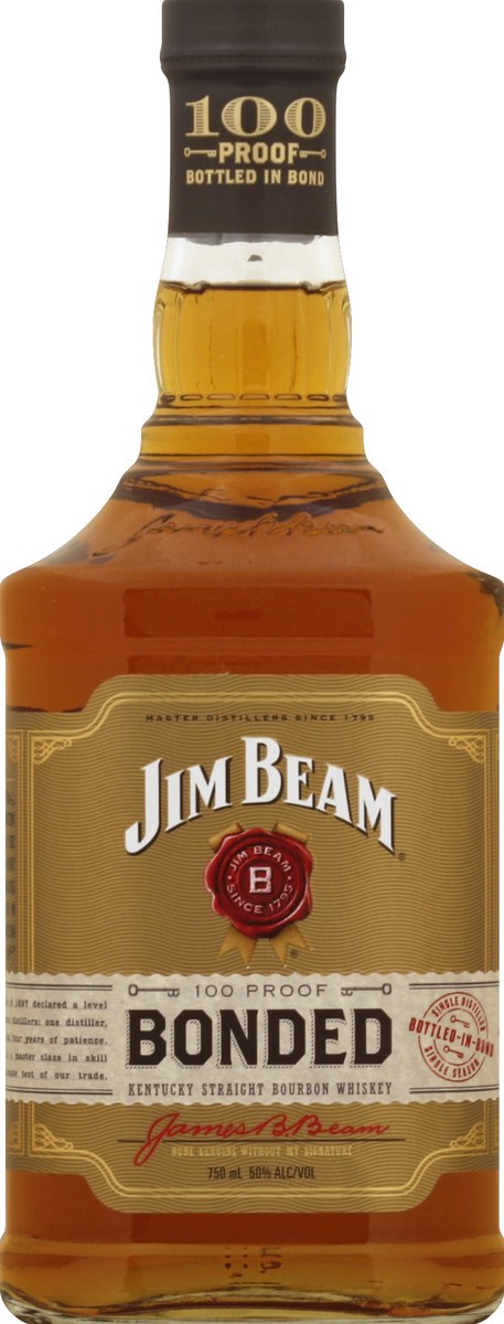 slide 2 of 2, Jim Beam Bonded Straight 100 Proof Bourbon Whiskey 750 ml, 750 ml